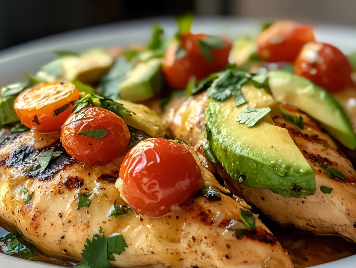 Grilled California Avocado Chicken: A Zesty Summer Dinner finished dish