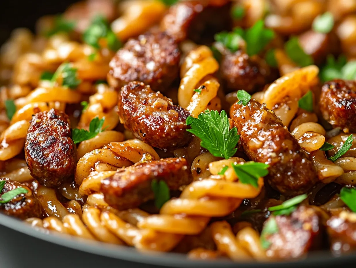 Sweet & Savory Sticky Honey Garlic Sausage Pasta Skillet: Your New Weeknight Favorite step by step